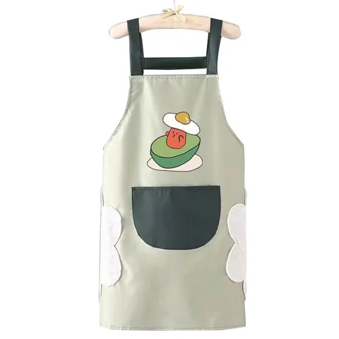 Tablier de Cuisine en PVC Imperméable et Résistant à l'Huile Joli Motif de Fruits de Dessin Animé Sans Manches Vêtement de Travail de Cuisine à Domicile avec Grande Poche Avant pour Femmes