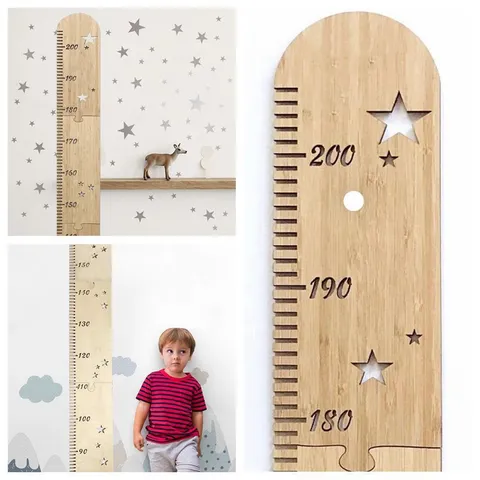 Παιδικός Ξύλινος Μετρητής Ύψους Nordic Style Star Hollow Wall Hanging Growth Chart Διακόσμηση Τοίχου