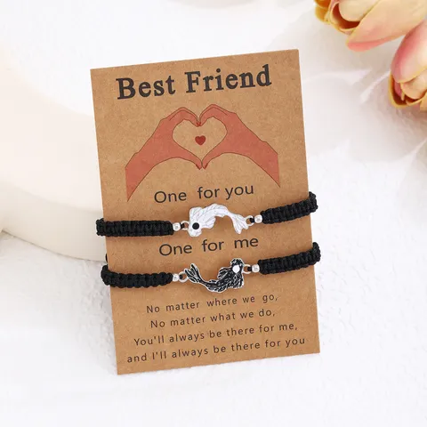 Tai Chi Yin Yang Fish Hand Woven Bracelet Set For Couples Best Friends Alloy Koi Pendant Adjustable Cord Bracelet Jewelry Gift