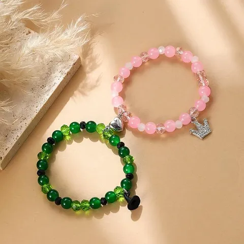 Wicked Hexe Thema Glas Perlenarmband Magnetisches Herz Passende Schmucksets Krone Anhänger Halskette Paar Geschenk Für Verliebte Freunde