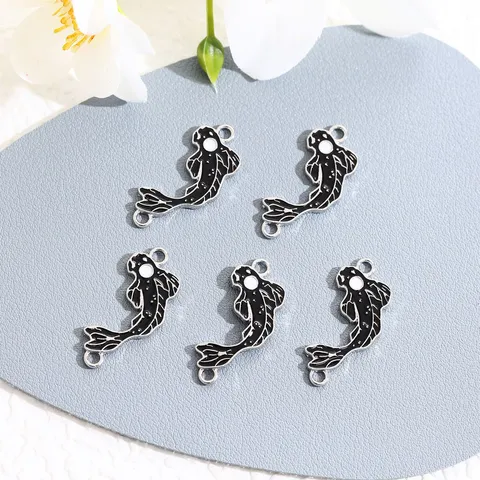 Zinc Alloy Enamel Yin Yang Fish Charms For Jewelry Making DIY Bracelet Pendants Koi Fish Double Loop Connectors Accessories