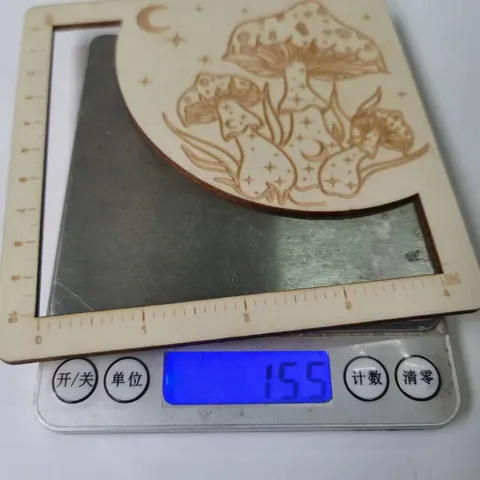 Magic Mushrooms Gauge Swatch Measurement Ruler Birch Wood Knitting Tool Laser Engraved Craft Accessory