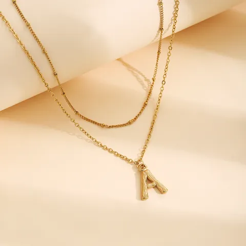 Collana con Ciondolo a Lettera Placcata in Oro a Doppio Strato in Acciaio Inossidabile Minimalista Gioielli a Catena con Ciondoli in Lega per Donna