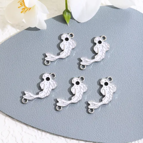 Zinc Alloy Enamel Yin Yang Fish Charms For Jewelry Making DIY Bracelet Pendants Koi Fish Double Loop Connectors Accessories