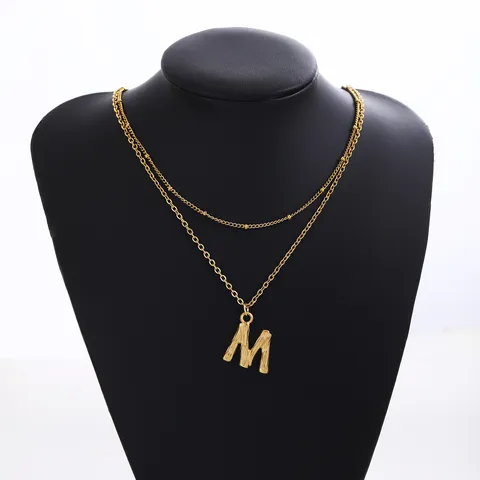 Collana con Ciondolo a Lettera Placcata in Oro a Doppio Strato in Acciaio Inossidabile Minimalista Gioielli a Catena con Ciondoli in Lega per Donna
