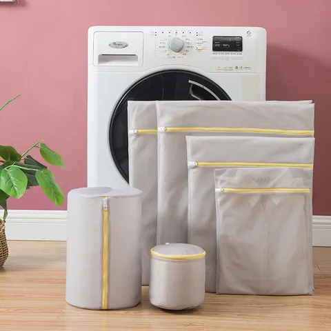 Sac à Linge en Polyester à Maille Fine Avec Fermeture Éclair Cachée Anti Enchevêtrement Filet de Lavage pour Machine Entretien Vêtements