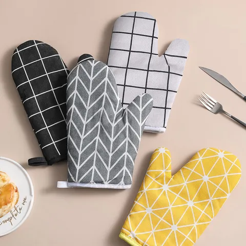 Gant de Four Résistant à la Chaleur Et Repose-Plat Gant d'Isolation de Cuisine Imprimé Géométrique pour Micro-Ondes Cuisson Cuisine