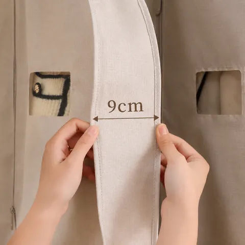 Modern Polyester Garment Cover Bag Vertical Hanging Clothes Dustproof Moisture Proof Storage Bag With Clear Window For Closet Suit Coat