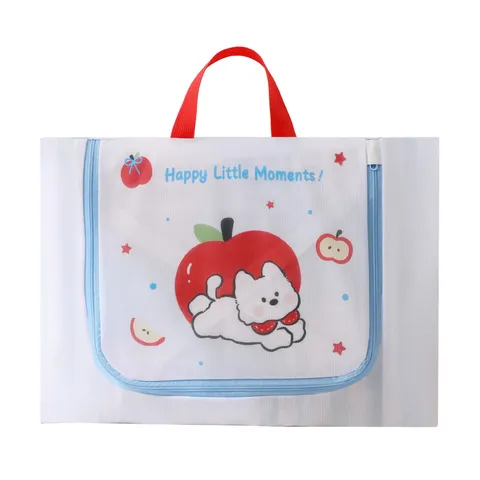 Sac à Linge en Maille Fine de Polyester Organisateur de Voyage Tridimensionnel Avec Poignée Sac de Protection Lavage Imprimé Chien Pomme