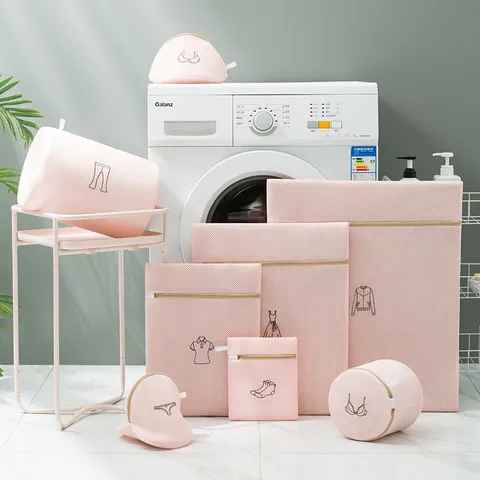 Thickened Sandwich Mesh Laundry Bag Embroidered Anti Tangling Washing Machine专用 Protective Net Bag For Bra Socks Underwear Clothing Wash Care Bag