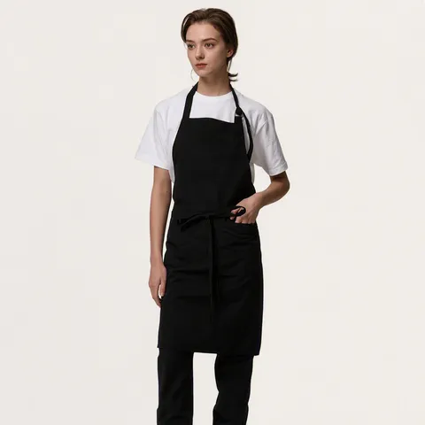 Tablier de Cuisine Minimaliste en Taslan Imperméable Anti Huile Vêtements de Travail Sans Manches Avec Grandes Poches Bretelles Réglables pour Café Restaurant Maison Unisexe