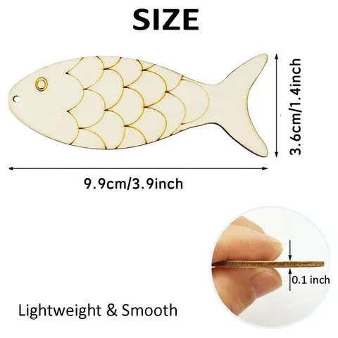 Découpes de Poisson en Bois Non Finies Formes de Poisson en Bois Brut Ornements Suspendus Avec Corde de Jute Pour Bricolage Artisanat Décoration de la Maison
