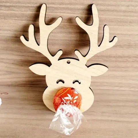 Moderne Houten Rendier Chocolade Houder Kerstboom Hangend Ornament Vakantie Geschenkdoos Vuller Feest Decor