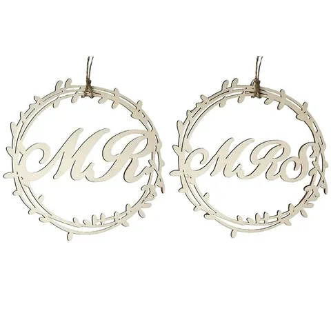 Wooden Mr And Mrs Wedding Chair Sign Hanging Plaque Rustic Wedding Ceremony Chair Decoration Party Supplies