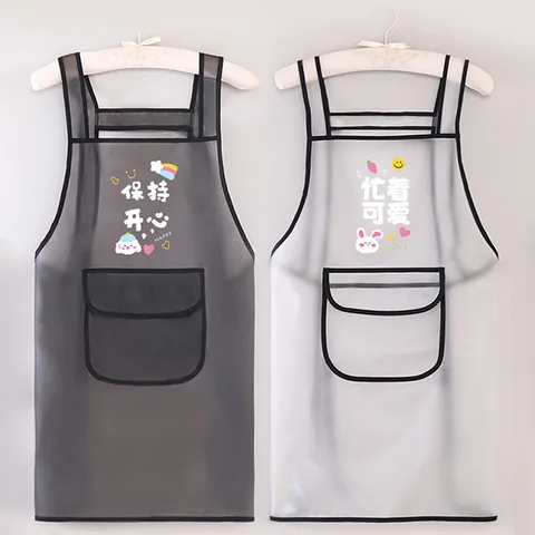 Wasserdichte Ölbeständige TPU Küchenschürze Transparent Haushalt Abwischbare Arbeitskleidung Mit Tasche Korallenvlies Handtuch Damen Herren