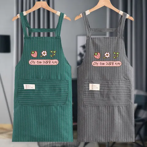 Modern Minimalistisch Polyester Streifendruck Schürze Mit Vordertasche Ärmellos Schützend Küche Haushalt Kochen Overall Für Unisex Täglich Zuhause