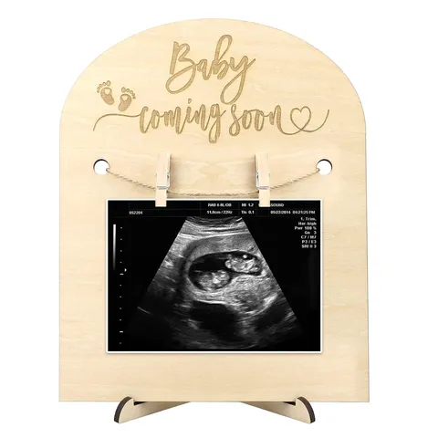 Cadre Photo Échographie Bébé en Bois Panneau Annonce Grossesse Naissance Nouveau-né Décoration de Table Cadeau