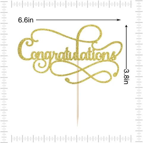 Paillettes Or Congratulations Décoration Gâteau 2026 Graduation Fête Décors Congrats Classe Insertion Signe Célébrer