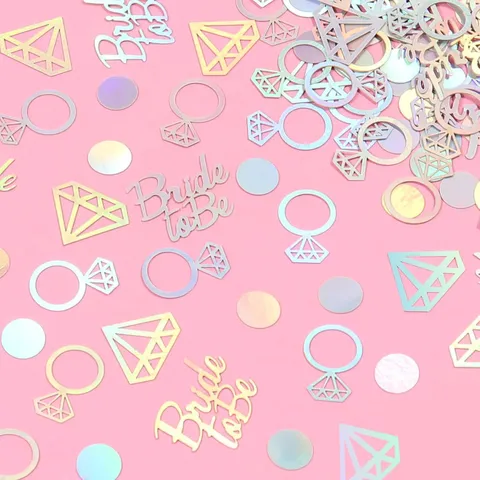 Bride To Be Wedding Confetti Glitter Paper Hollow Out Ring Diamond Table Sprinkles Bridal Shower Engagement Party Decoration Supplies