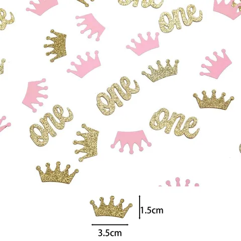 Glitzer Papier Krone One Tischkonfetti Für Ersten Geburtstag Party Tischdekoration Kinder Meilenstein Feier Thema Deko Zubehör