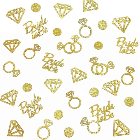 Bride To Be Glitter Paper Confetti Diamond Ring Polka Dot Wedding Table Tableware Scatter Valentines Day Proposal Engagement Party Bridal Shower Decoration Ornament