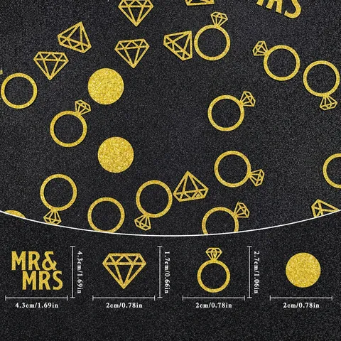 Goud Glitter Bruiloft Confetti Mr Mrs Diamant Ring Ronde Tafel Confetti Voor Huwelijk Verloving Jubileum Valentijnsdag Feest Decor