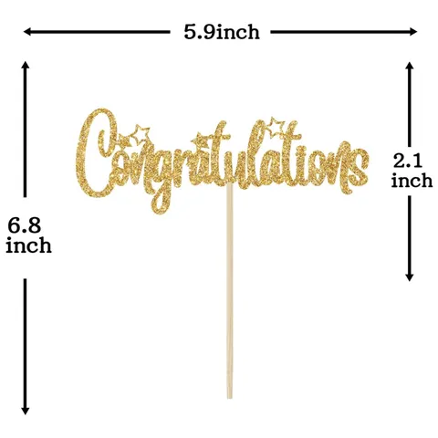 Glitter Paper Congratulations Cake Topper For Graduation Party Table Decoration Birthday Celebrate Cake Decor Supplies