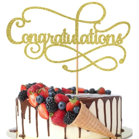 Paillettes Or Congratulations Décoration Gâteau 2026 Graduation Fête Décors Congrats Classe Insertion Signe Célébrer