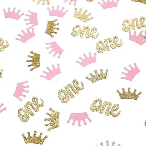 Glitzer Papier Krone One Tischkonfetti Für Ersten Geburtstag Party Tischdekoration Kinder Meilenstein Feier Thema Deko Zubehör