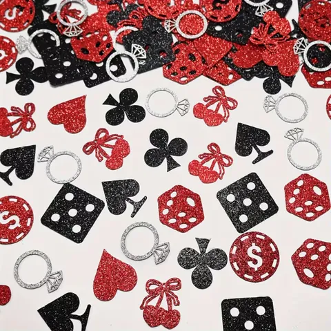 Glitter Carino Ciliegia Cuore Carta Confetti Casino Poker Forme Tavolo Coriandoli Per San Valentino Singolo Addio Al Nubilato Festa Decorazione