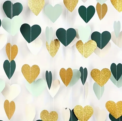 Guirlande en Papier Cœur Pailleté Serpentins Suspendus Pour Mariage Anniversaire Fête Saint-Valentin Décoration
