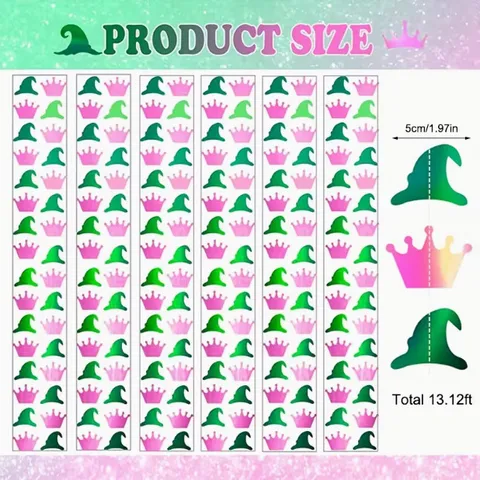 Glitzer Papier Hexenhut Krone Girlande Grün Rosa Halloween Geburtstag Party Hängendes Banner Raumaufteilung Hängende Ornamente Dekoration