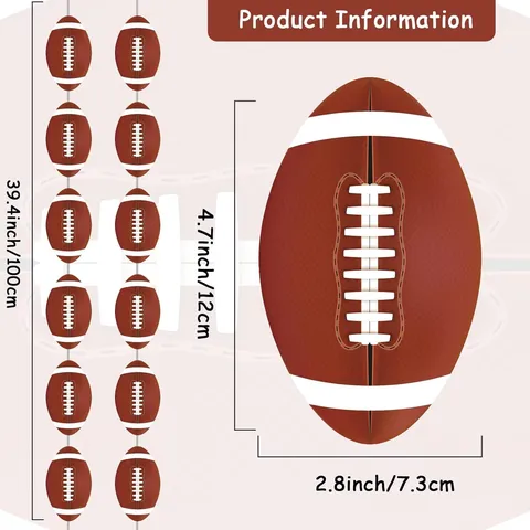 Sports Theme Party Decoration Paper Garland Rugby Football Banner Hanging Bunting For Super Bowl Game Event Venue Layout Streamer Banner Decor