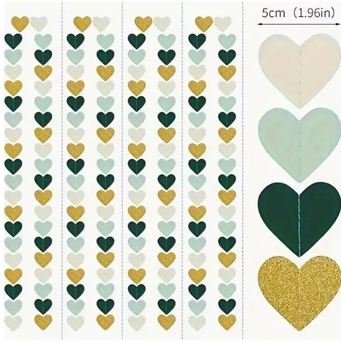 Guirlande en Papier Cœur Pailleté Serpentins Suspendus Pour Mariage Anniversaire Fête Saint-Valentin Décoration