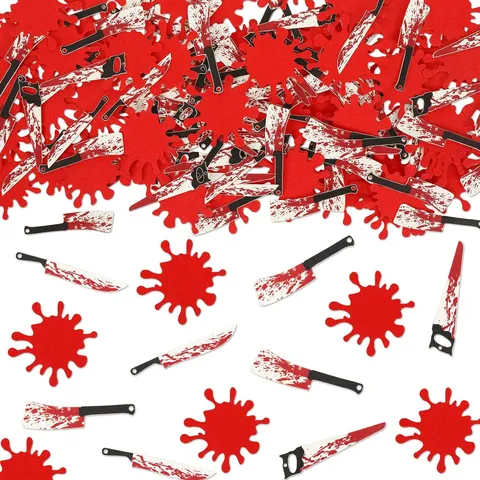 Spooky Halloween Party Table Confetti Bloody Knife Scary Handprint Paper Table Sprinkle Ornament Bloody Weapon Ghost Festival Party Table Scatter Garland Props Decor