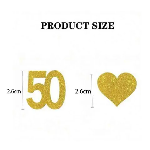Gold Glitter Anniversary Confetti Number Heart Shape Birthday Party Decorations Wedding Metallic Table Scatter Supplies