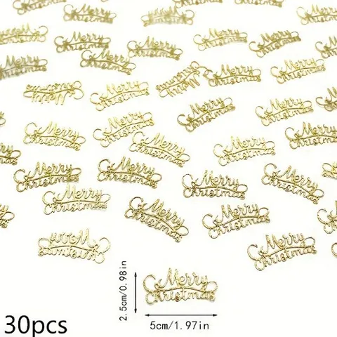 Merry Christmas Glitter Paper Confetti Gold Letter Hollow Table Scattering Ornaments Xmas Theme Holiday Party Table Decoration Supplies