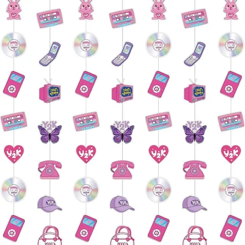 Y2K Rétro Guirlande en Papier Papillon Cœur Suspendu Décoration pour Millennium Thème Anniversaire Fête Maison Arrière-Plan Suspendu Bannière Murale Décoration