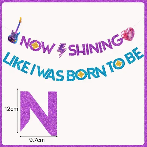 Glitter Paper Music Theme Birthday Party Banner K-Pop Hanging Garland Backdrop Decoration For Birthday Celebrations