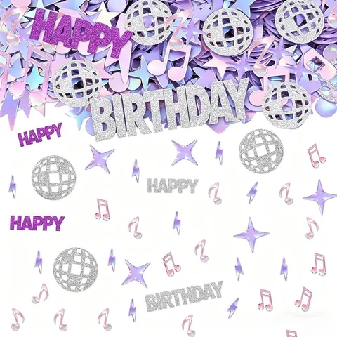 Holographique Boule à Facettes Anniversaire Confettis Papier Notes de Musique Étoiles Éclair Formes Décor Pour Kpop Fête Célébration