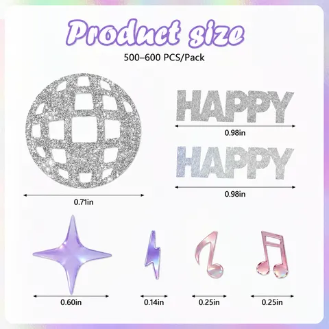 Holographique Boule à Facettes Anniversaire Confettis Papier Notes de Musique Étoiles Éclair Formes Décor Pour Kpop Fête Célébration