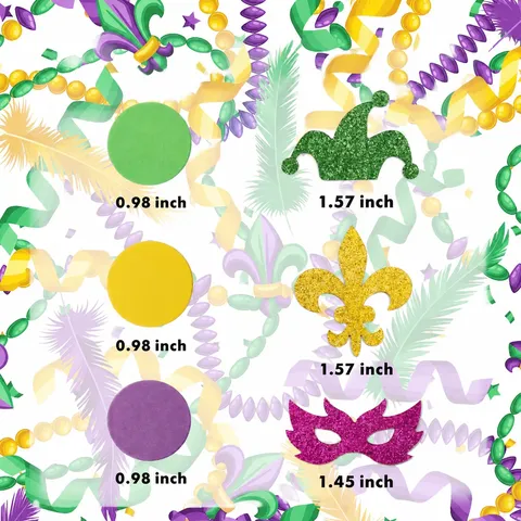 Glitter Paper Masquerade Mask Confetti Table Scatter Metallic Crown Fleur De Lis Shapes For Mardi Gras Halloween Birthday Party Table Decorations