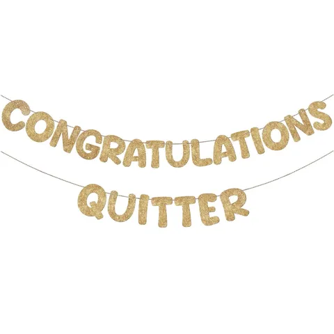 Congratulations Quitter Glitter Letter Retirement Party Banner Paper Garland Retirement Farewell Graduation Party Decoration