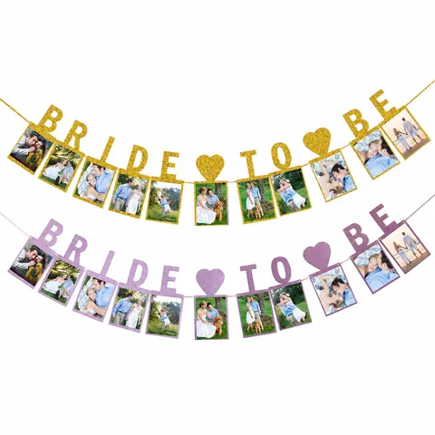 Glitter Bride To Be Photo Frame Banner Wedding Bunting Engagement Bridal Shower Party Garland Decoration Photo Hanging Banner