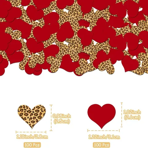 Leopard Print Red Heart Confetti Birthday Table Scatter Festive Bachelorette Party Theme Desk Sprinkles Paper Decorations