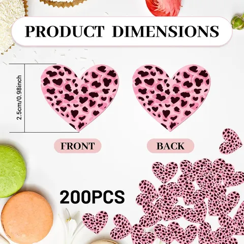 Retro Roze Luipaardprint Hart Confetti Safari Dieren Thema Verjaardag Feest Decoratie Bachelorette Tafel Strooi