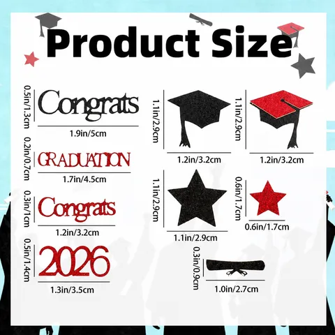 Double Sided Graduation Party Decorations Confetti Glitter Paper Graduation Cap Star Table Scatter Props For Class Of 2026 Celebration
