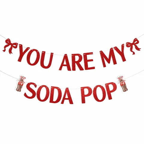 Retro Rot Glitzer Happy Birthday Banner Girlande Papier Soda Pop Thema Hängende Wimpelkette Dekoration Für Geburtstag Party Zuhause