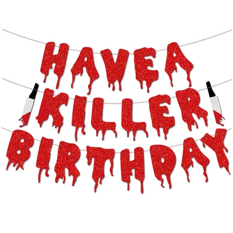 Halloween Party Horror Glitter Paper Bloody Alphabet Banner Garland Haunted House Spooky Bloody Knife Hanging Decor Garland Props
