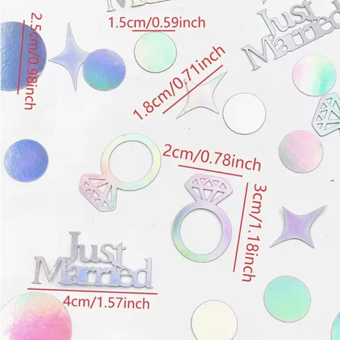 Holografischer Laser Hochzeit Konfetti Hohl Ring Rund Stern Papier Konfetti Romantischer Buchstabendruck Party Streudekoration Tischdeko